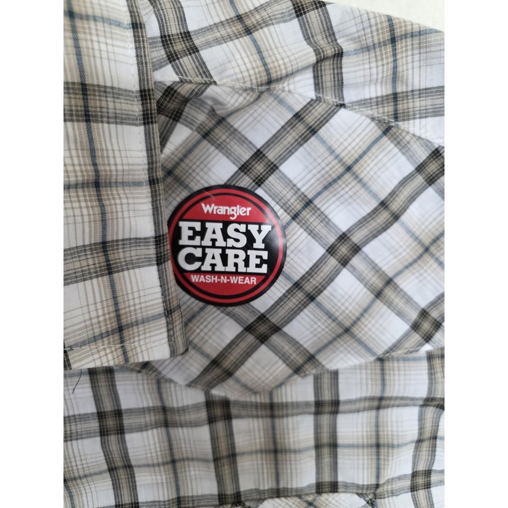 Wrangler Shirt Mens 2XL Brown Plaid Western Snap Short Sleeve Easy Care - Picture 4 of 10
